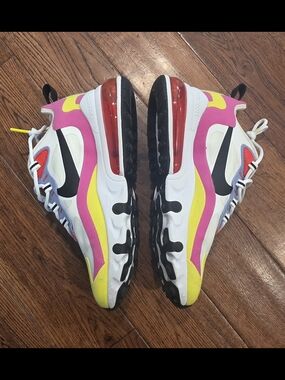 Nike Air Max 270 React - White / Pink / Yellow Women Size 6.5